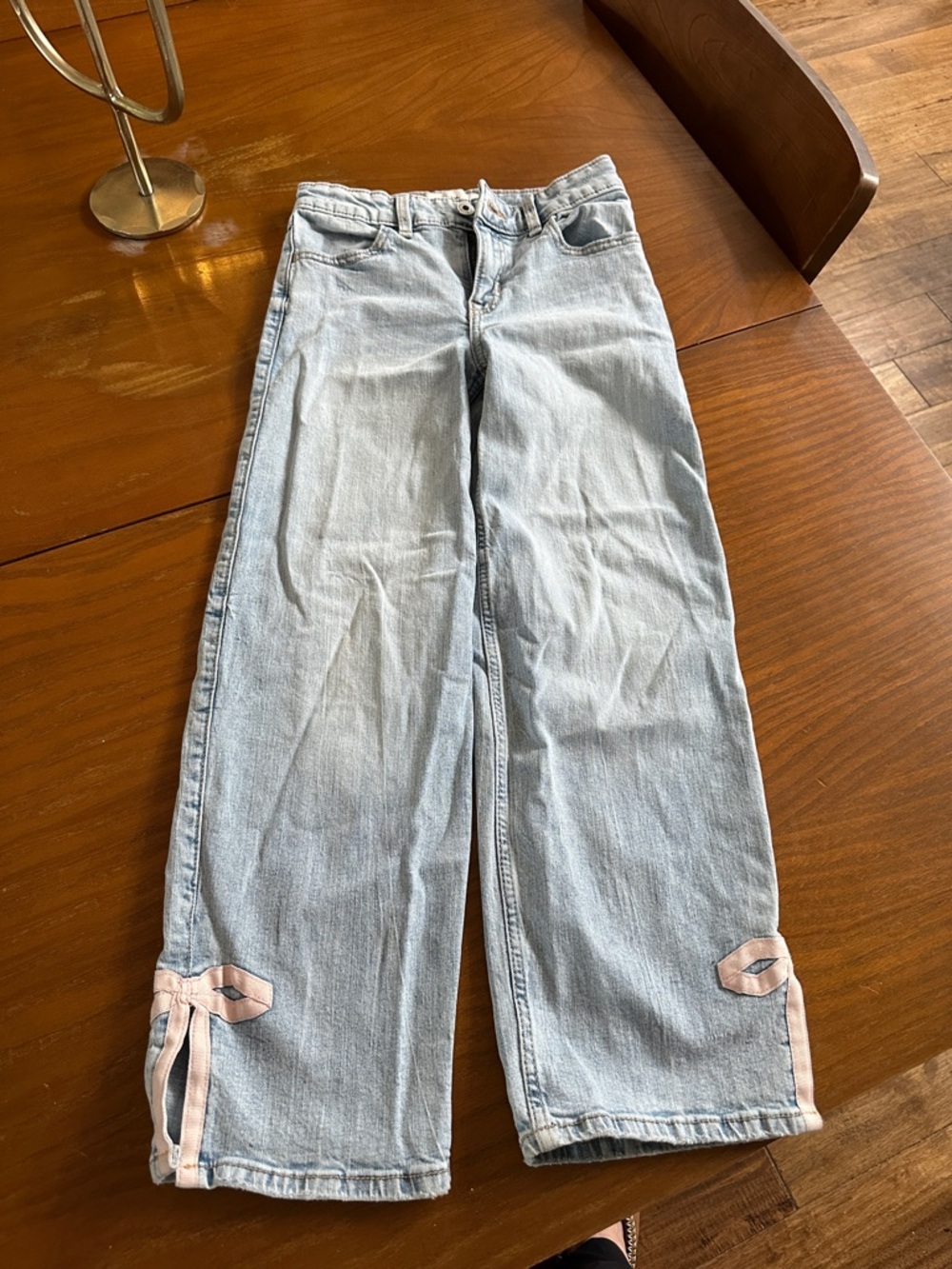 Abercrombie kids Wide Leg Jeans with Pink Bow Detail
